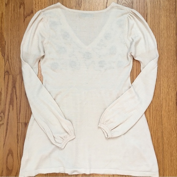 Vintage 23 Outward Cashmere and Wool Blend V-neck Cream Sweater - Picture 12 of 16